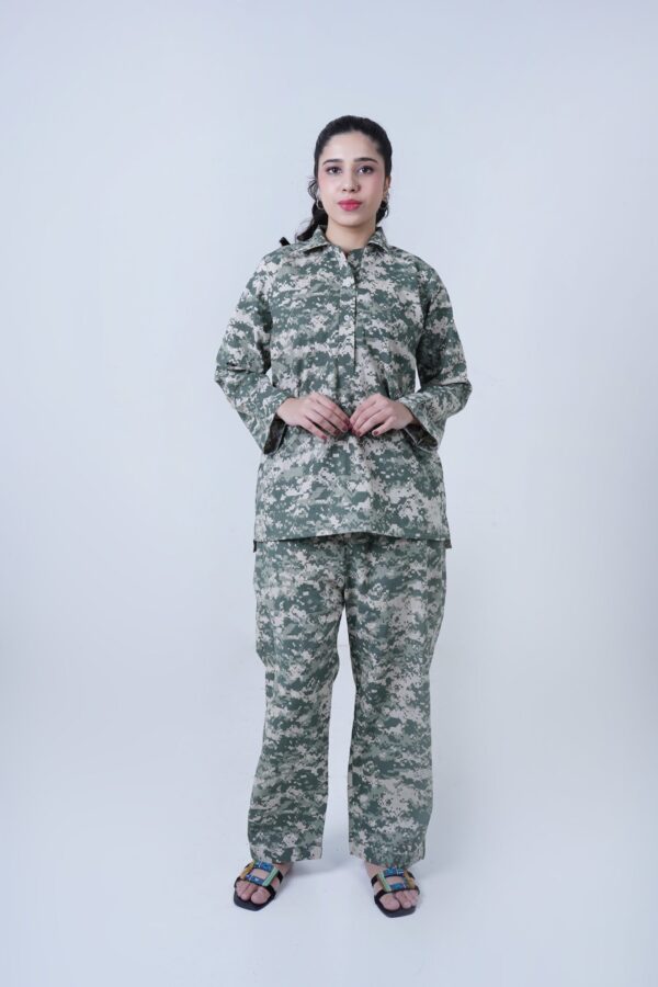Grey Winter Cotton Foji Printed Co-ord Set for Women