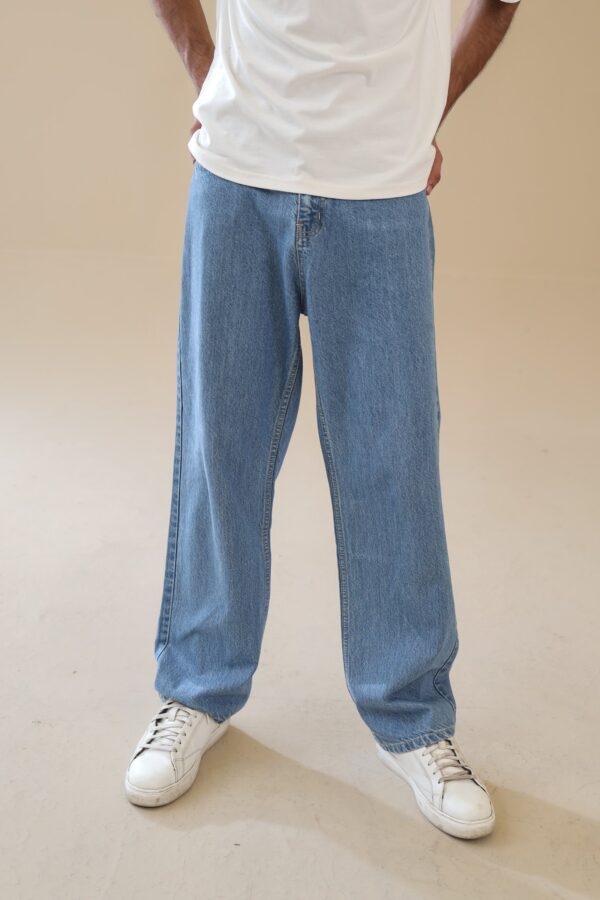 Unisex Loose Fit Denim Jeans 100% Cotton, Light Blue