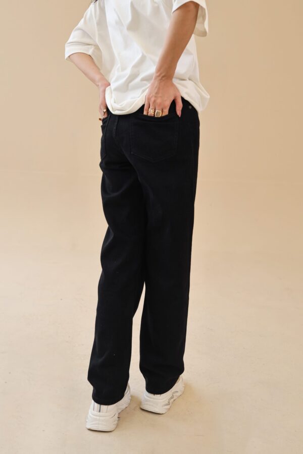 Unisex loose Fit Black Jeans 100% Cotton, Jet Black