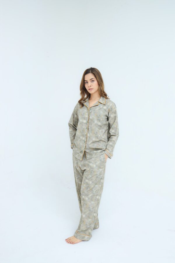 Grey Winter Cotton Candy Printed PJ Set for Women